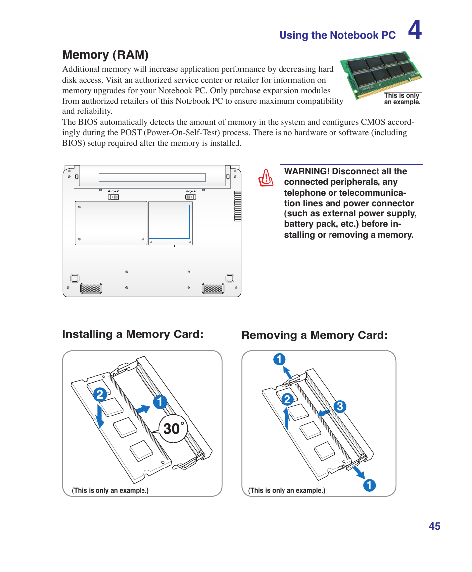 Memory (ram) | Asus UL30A User Manual | Page 45 / 82