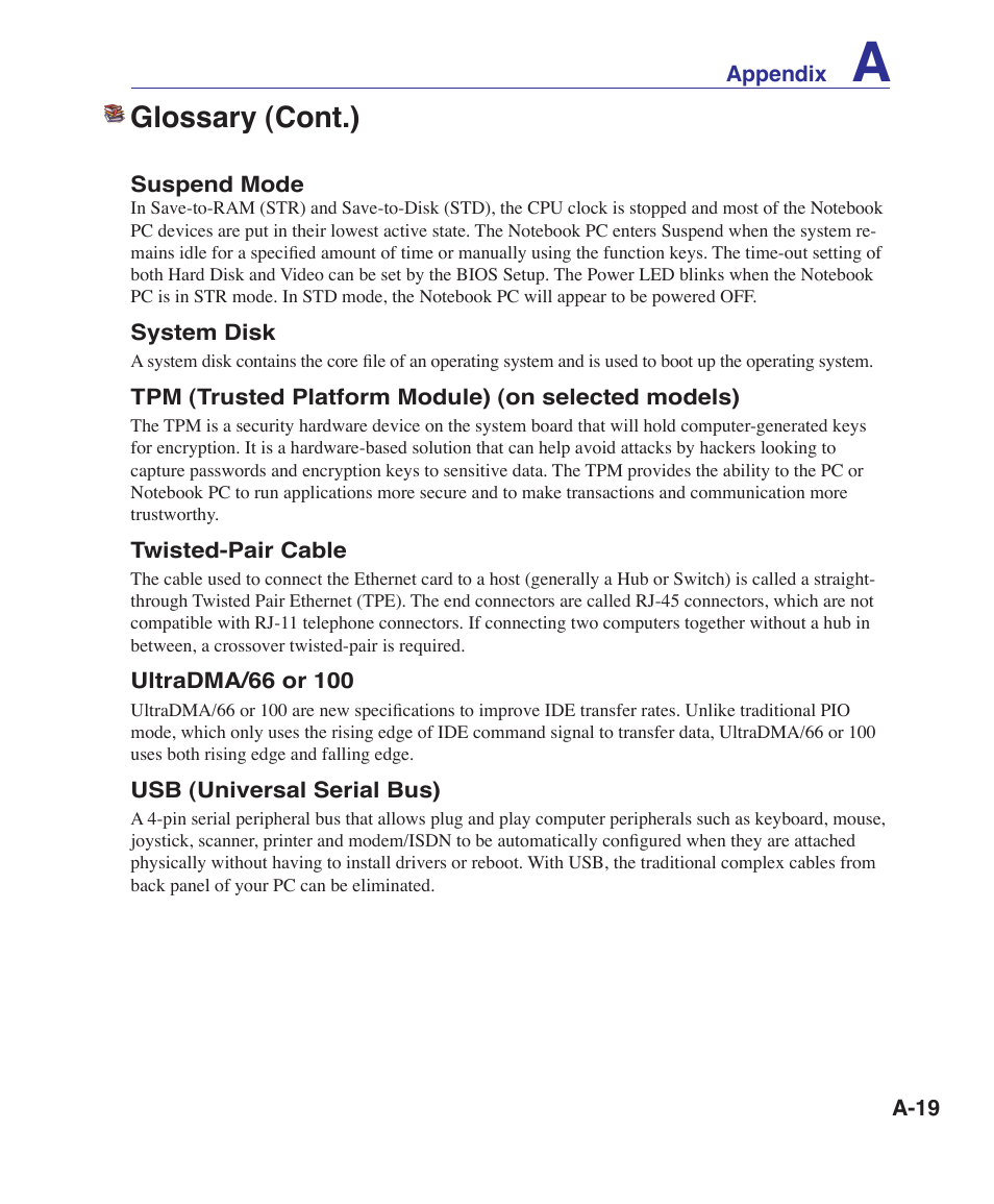 Glossary (cont.) | Asus UL30A User Manual | Page 69 / 82