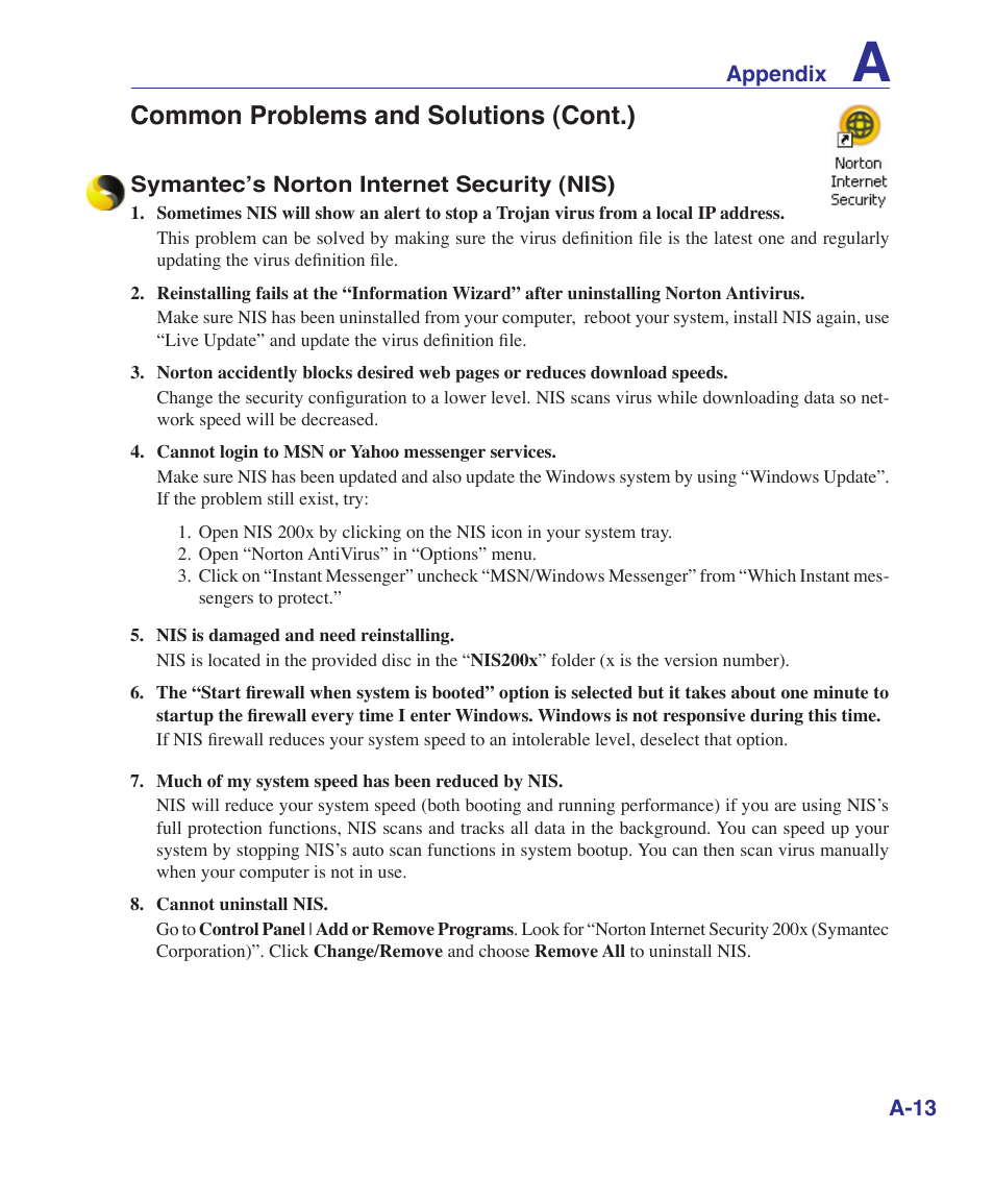 Common problems and solutions (cont.) | Asus U2E User Manual | Page 65 / 85