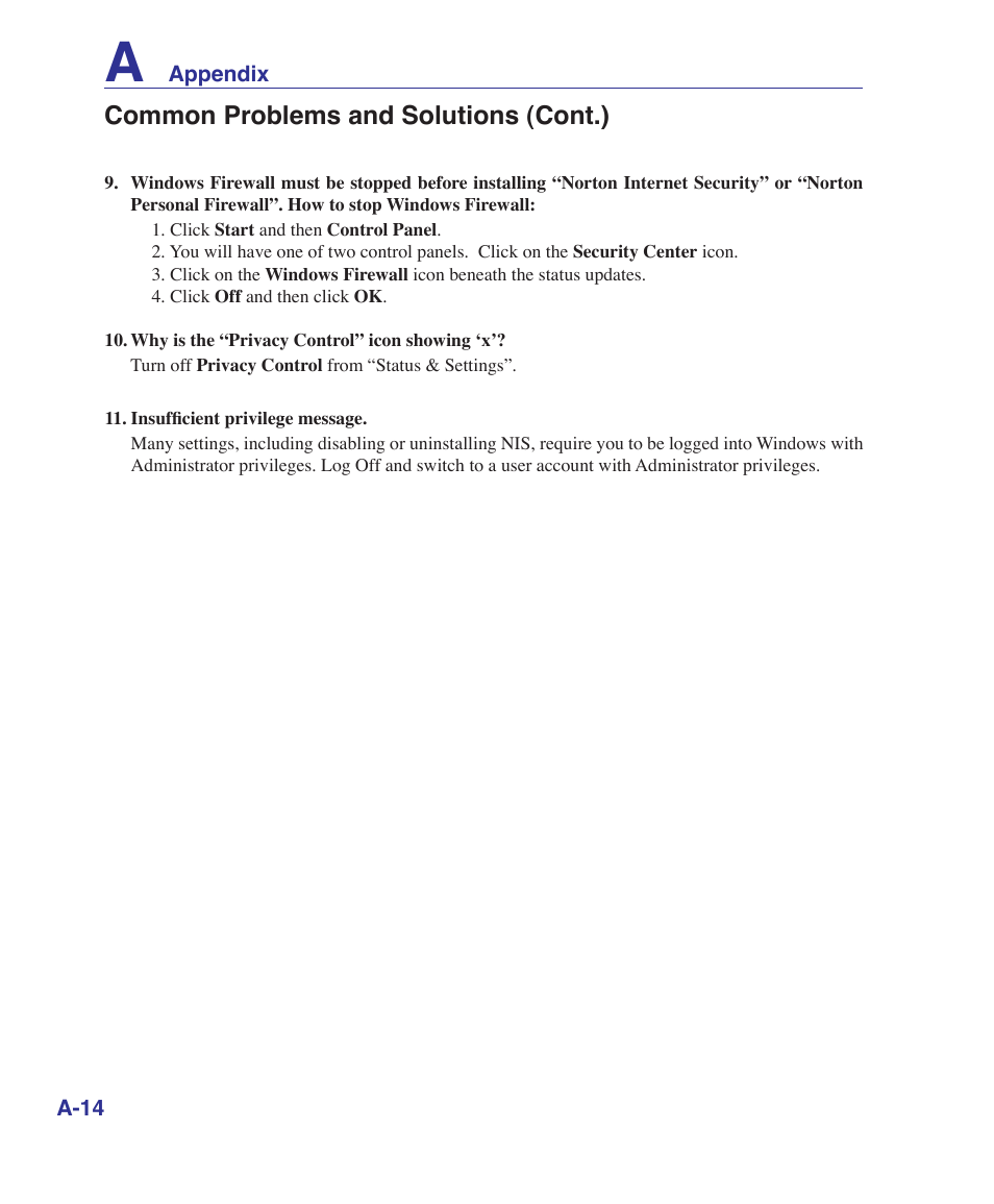 Common problems and solutions (cont.) | Asus U2E User Manual | Page 66 / 85