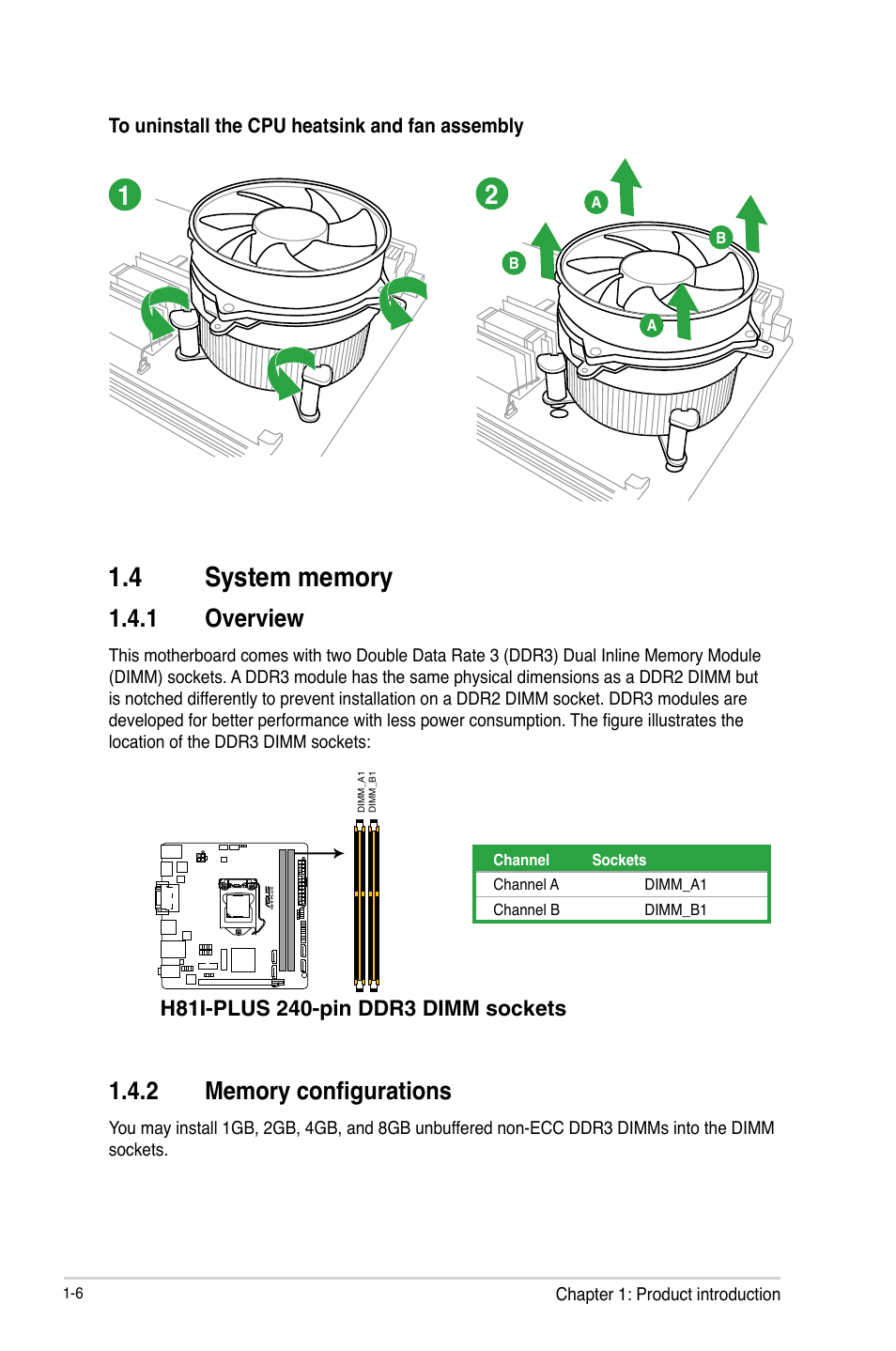 4 system memory, 4 system memory -6, 1 overview | Asus H81I-PLUS User Manual | Page 14 / 74