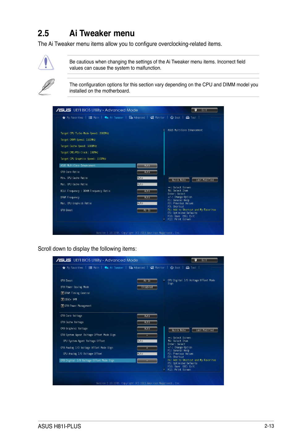 5 ai tweaker menu, 5 ai tweaker menu -13 | Asus H81I-PLUS User Manual | Page 41 / 74