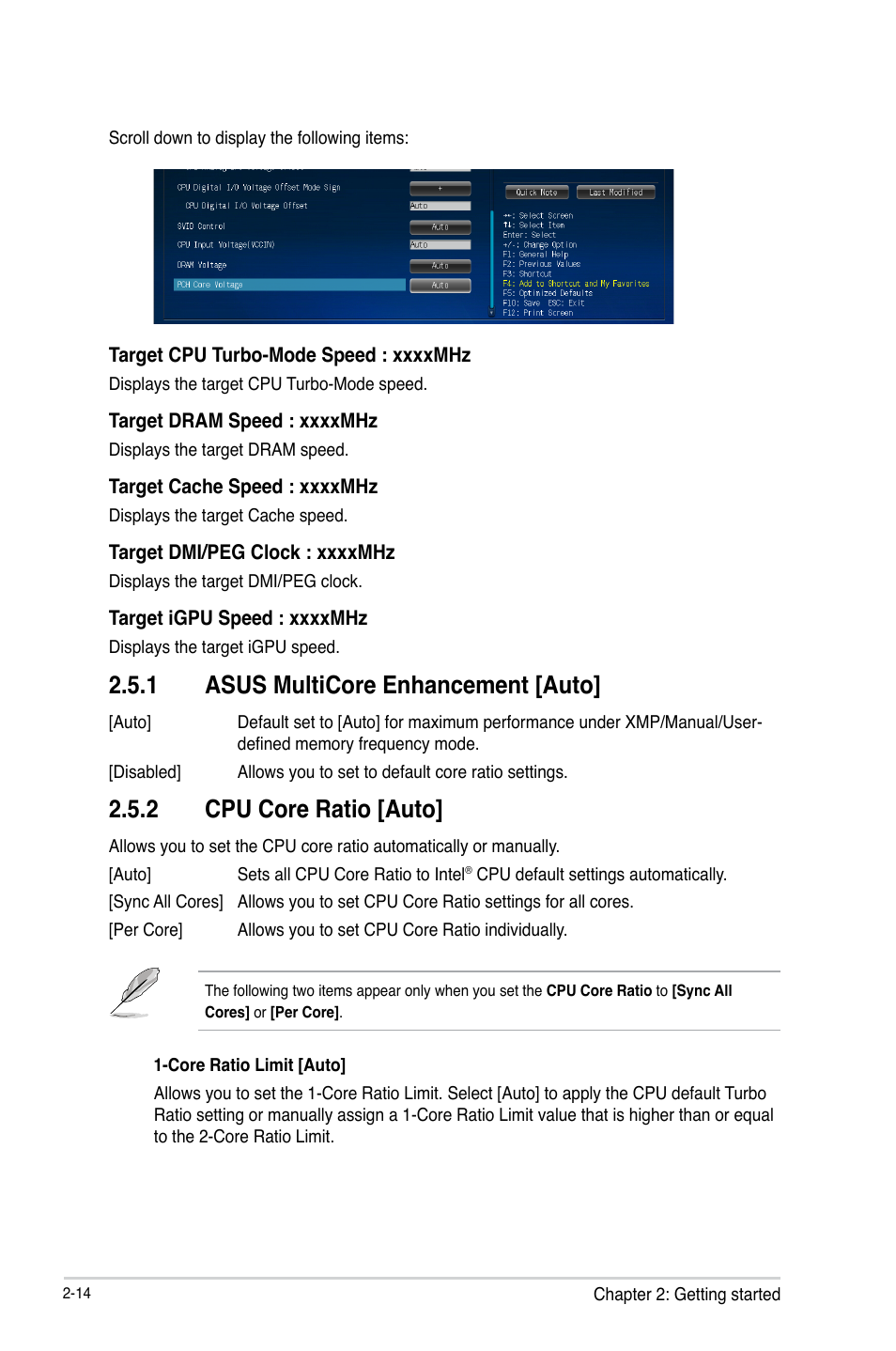 1 asus multicore enhancement [auto, 2 cpu core ratio [auto | Asus H81I-PLUS User Manual | Page 42 / 74
