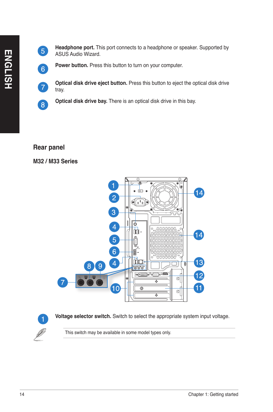 En gl is h en gl is h en gl is h en gl is h | Asus M33AAG User Manual | Page 14 / 81