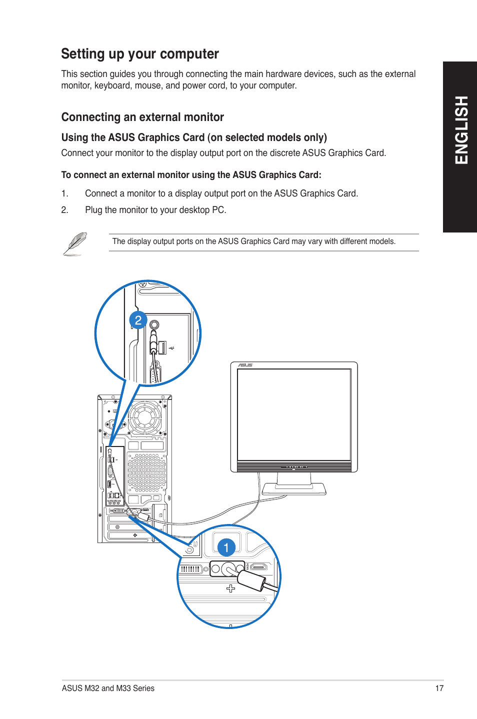 Setting up your computer, En gl is h en gl is h | Asus M33AAG User Manual | Page 17 / 81