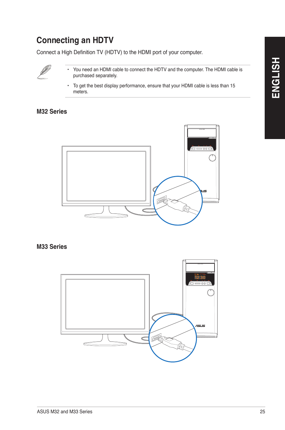 Connecting an hdtv, En gl is h en gl is h | Asus M33AAG User Manual | Page 25 / 81