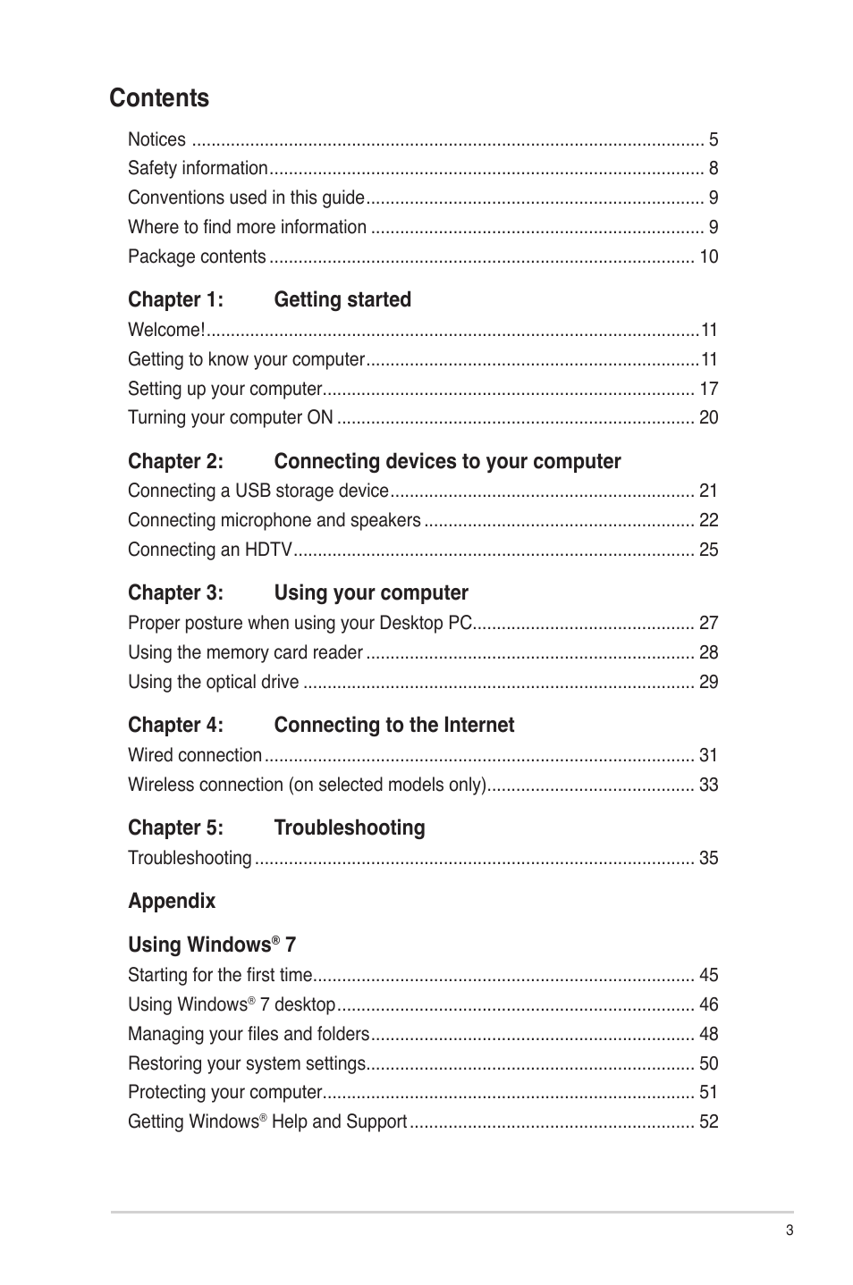 Asus M33AAG User Manual | Page 3 / 81