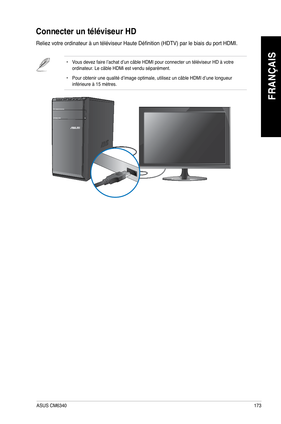 Connecter un téléviseur hd, Fr an ça is fr an ça is | Asus CM6340 User Manual | Page 175 / 562