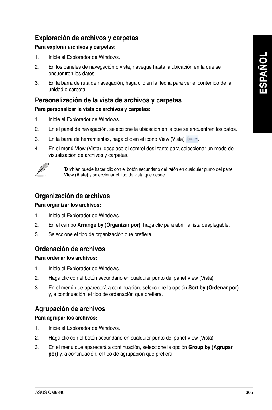 Es pa ño l es pa ño l | Asus CM6340 User Manual | Page 307 / 562