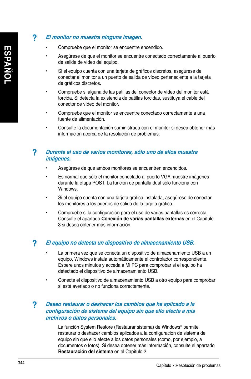 Es pa ño l es pa ño l es pa ño l es pa ño l | Asus CM6340 User Manual | Page 346 / 562