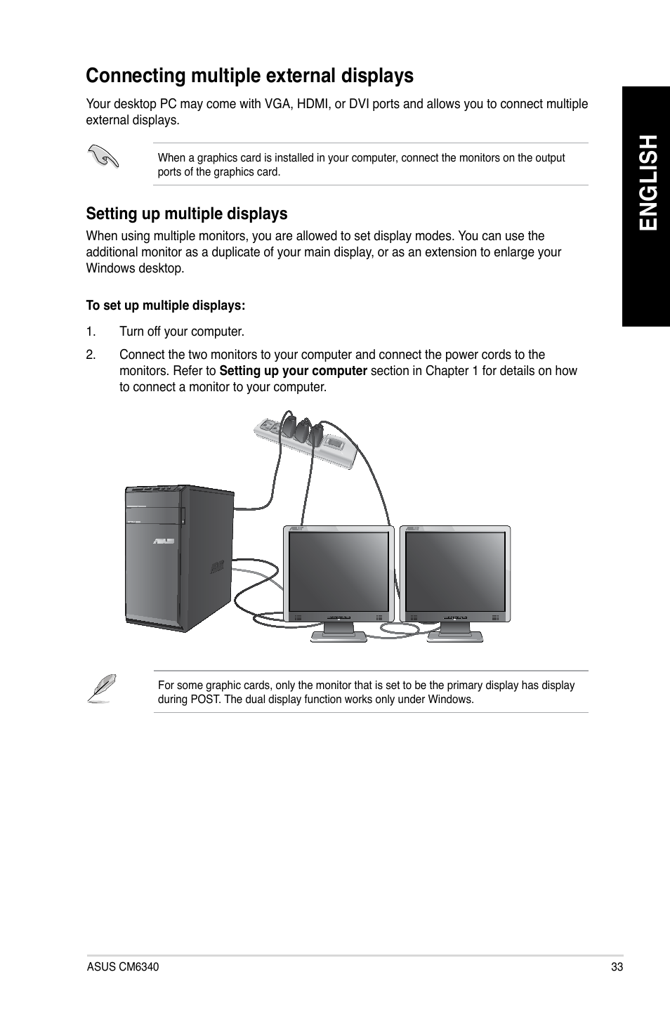 Connecting multiple external displays, En gl is h en gl is h | Asus CM6340 User Manual | Page 35 / 562