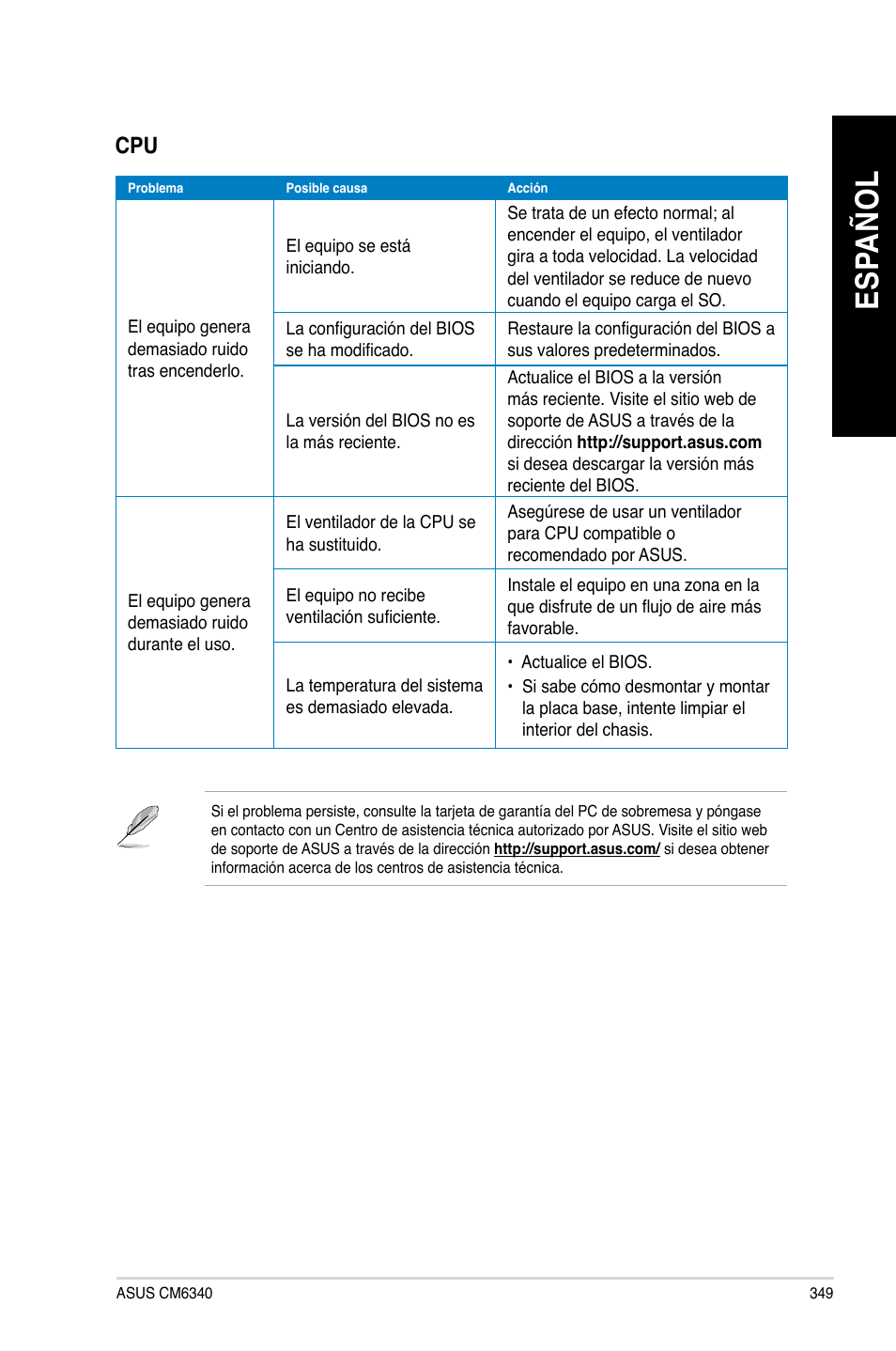 Es pa ño l es pa ño l | Asus CM6340 User Manual | Page 351 / 562