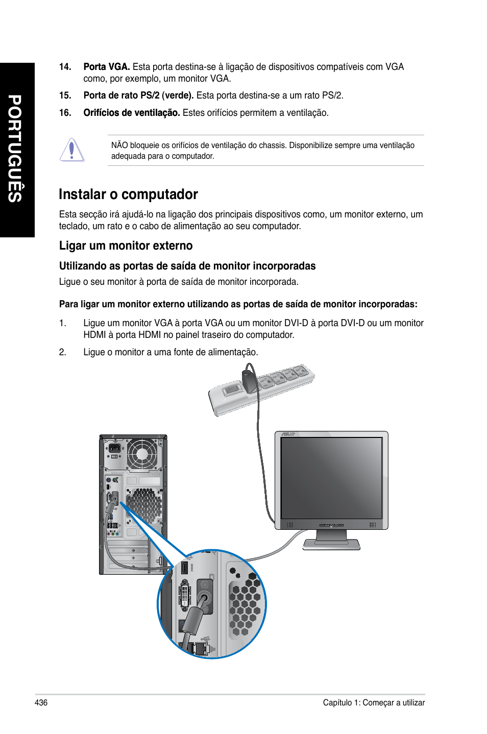 Instalar o computador, Português | Asus CM6340 User Manual | Page 438 / 562