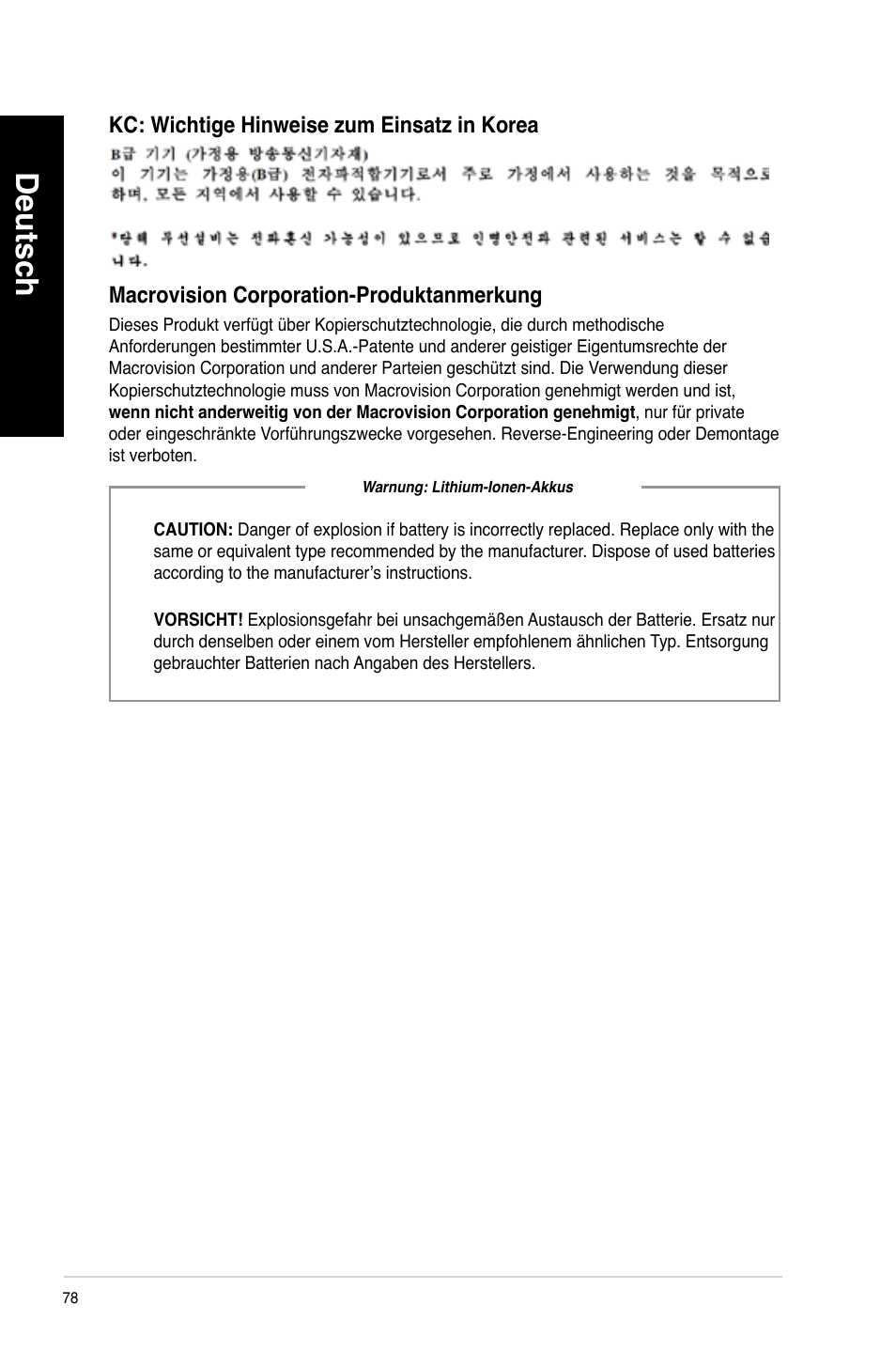 Deutsch | Asus CM6340 User Manual | Page 80 / 562