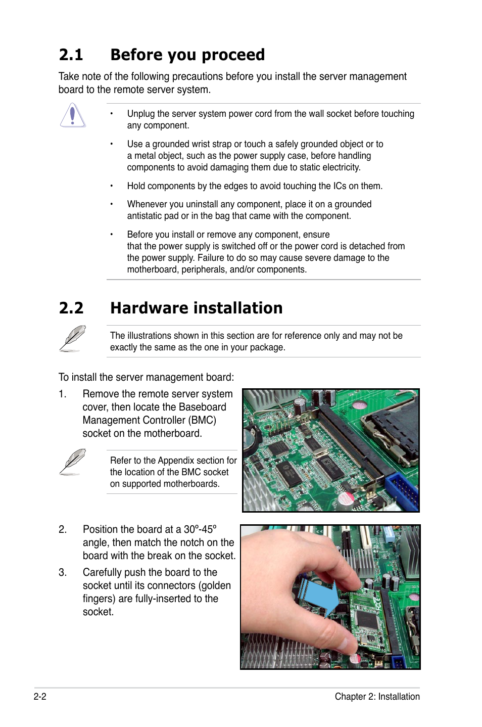 1 before you proceed, 2 hardware installation, Before you proceed -2 | Hardware installation -2 | Asus ASMB3-SOL PLUS User Manual | Page 16 / 70