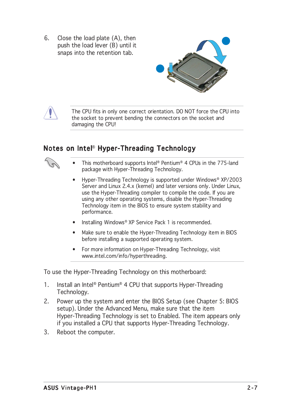 Hyper-threading technology | Asus Vintage-PH1 User Manual | Page 25 / 98