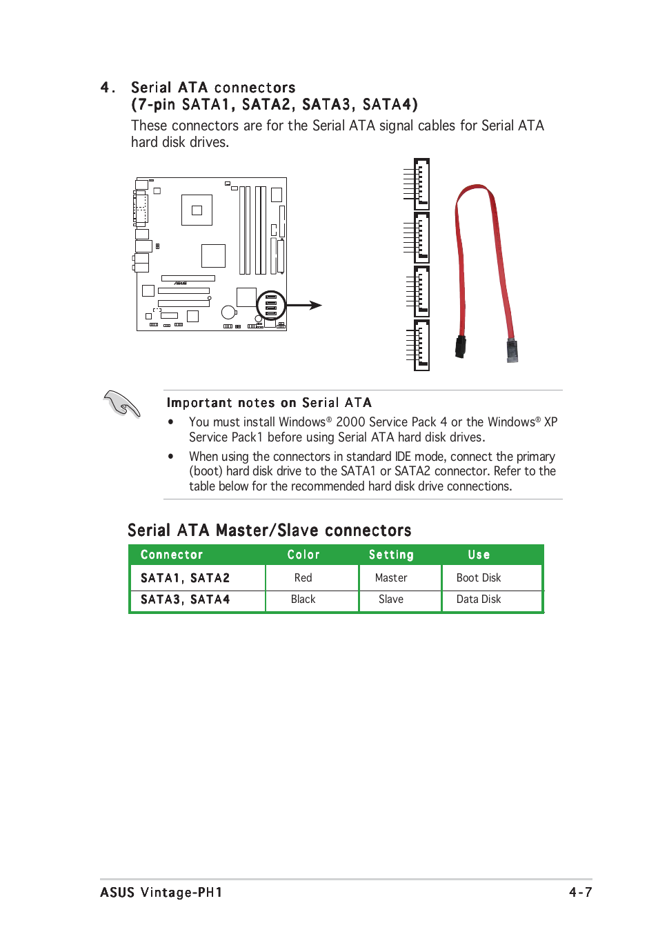 Serial ata master/slave connectors | Asus Vintage-PH1 User Manual | Page 57 / 98