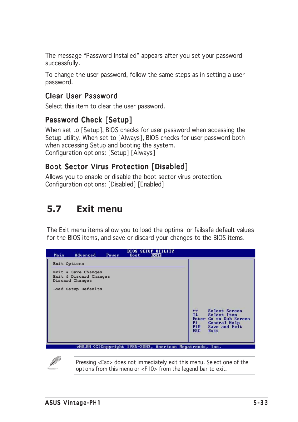 7 exit menu | Asus Vintage-PH1 User Manual | Page 97 / 98