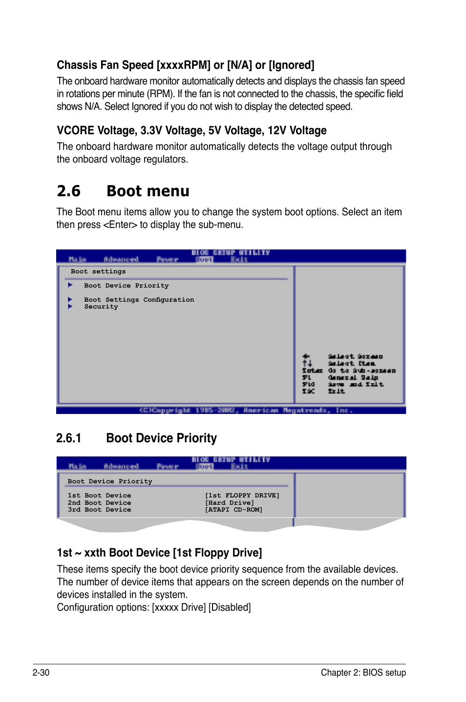6 boot menu, 1 boot device priority, 1st ~ xxth boot device [1st floppy drive | Asus P5B-MX/WIFI-AP User Manual | Page 80 / 94