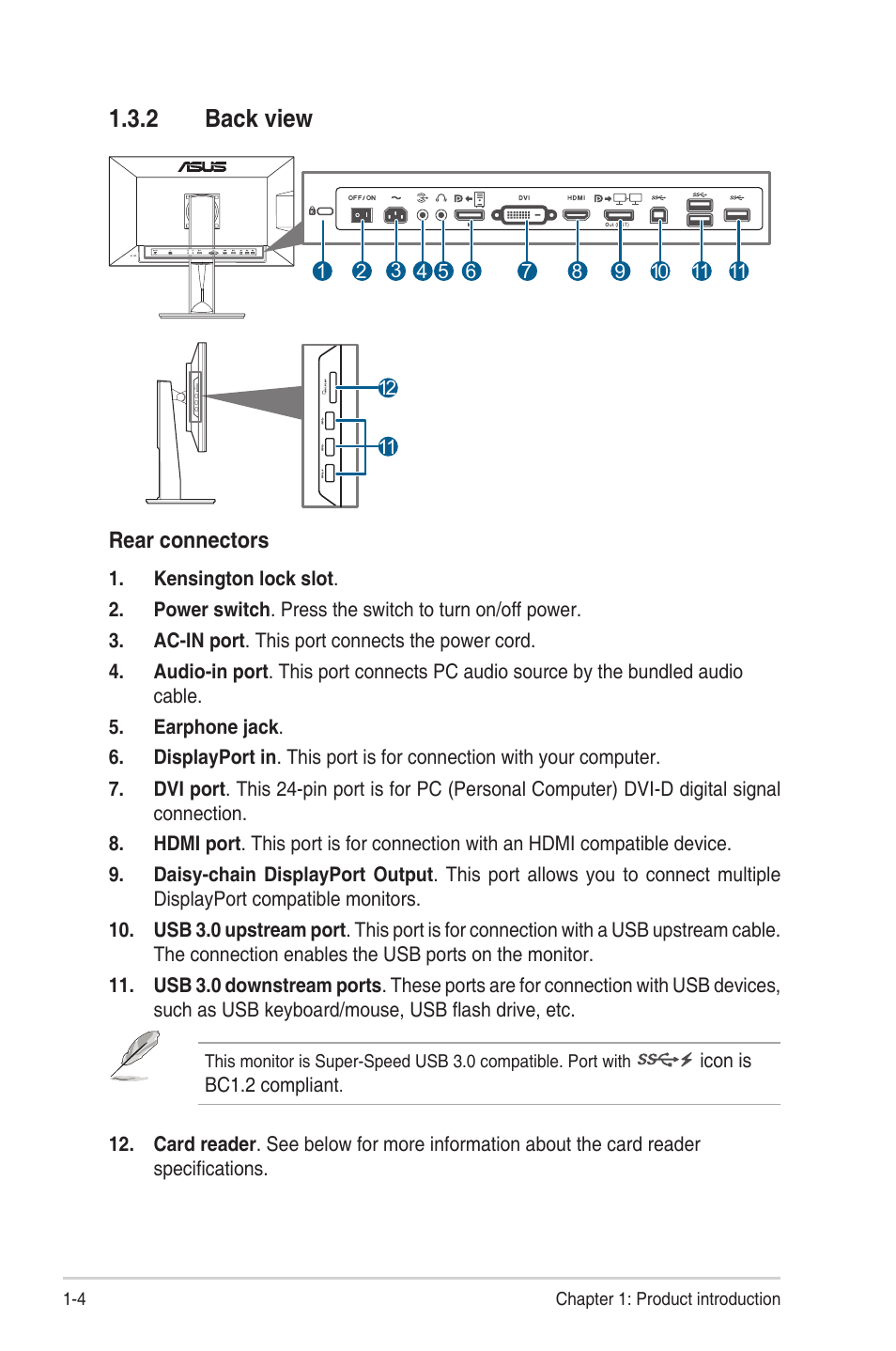 Back.view | Asus PA279Q User Manual | Page 10 / 26