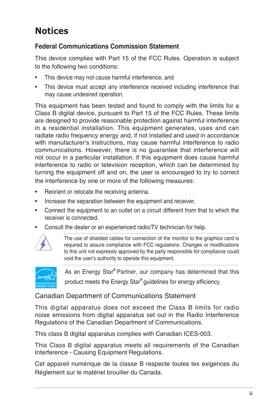 Notices | Asus PA279Q User Manual | Page 3 / 26