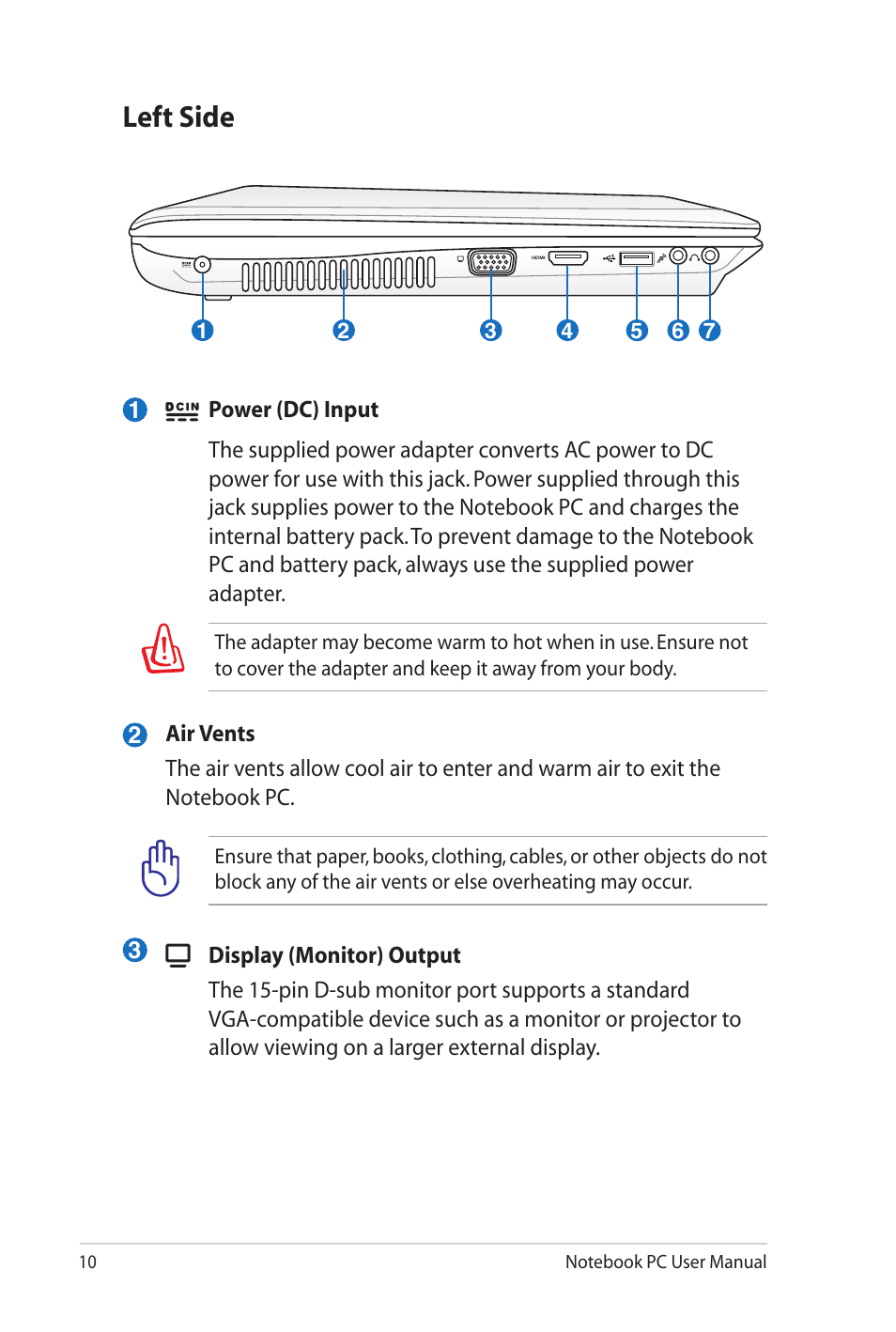 Left side | Asus X8EJV User Manual | Page 10 / 28