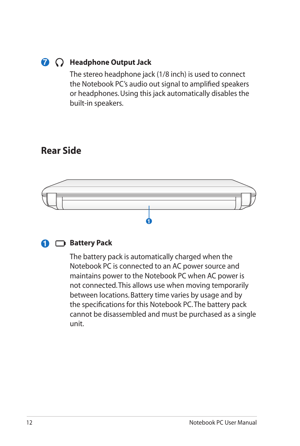 Rear side | Asus X8EJV User Manual | Page 12 / 28