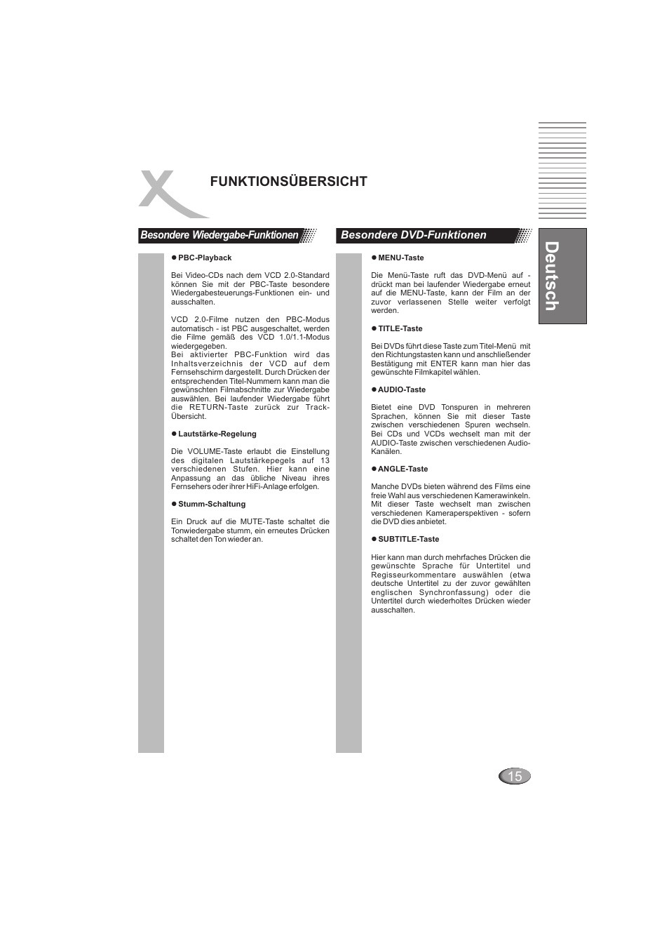 Deutsch, Funktionsübersicht | Xoro HSD 202 User Manual | Page 17 / 92