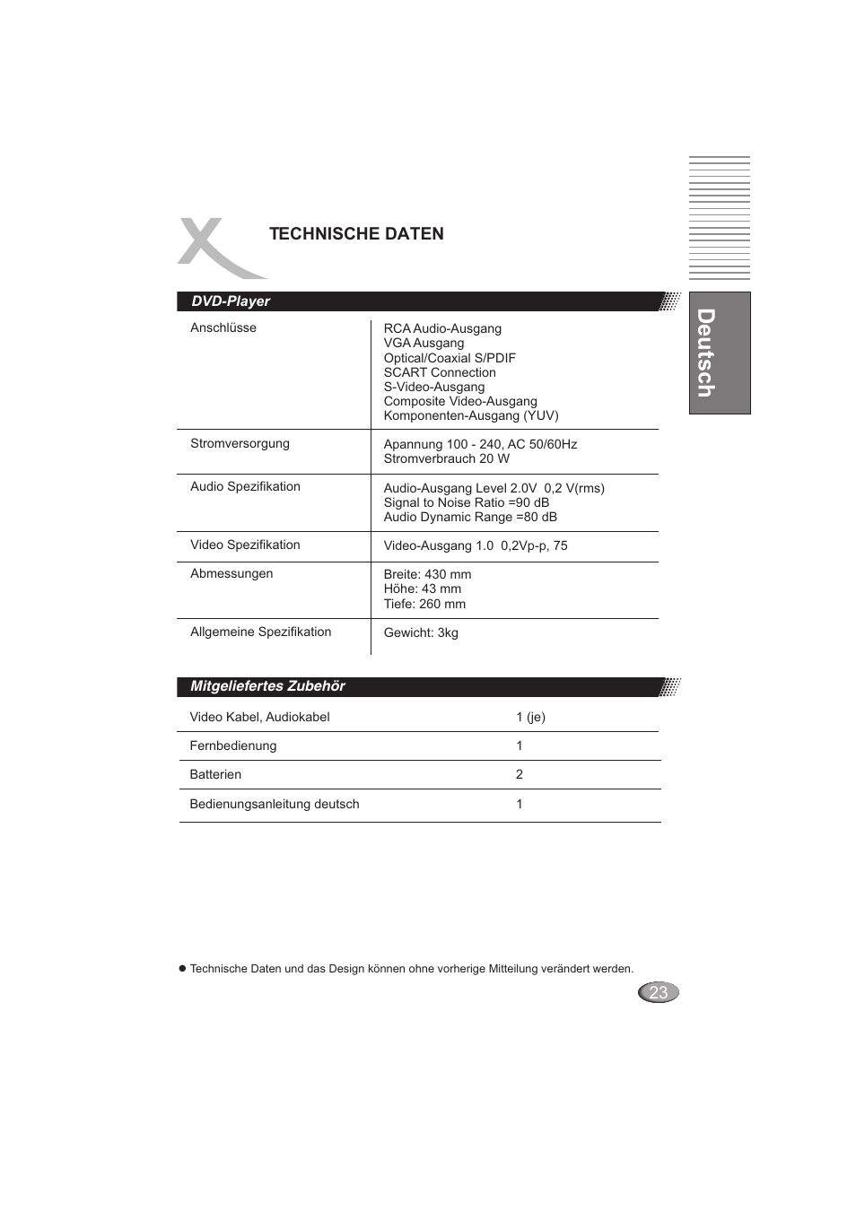 Deutsch, Technische daten | Xoro HSD 202 User Manual | Page 25 / 92