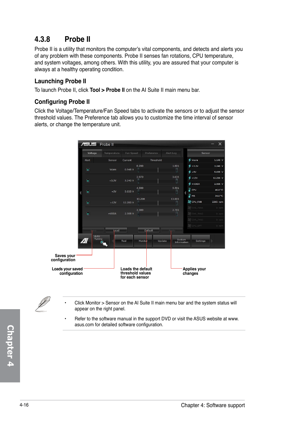 8 probe ii, Probe ii -16, Chapter 4 | Asus M5A97 LE R2.0 User Manual | Page 106 / 132