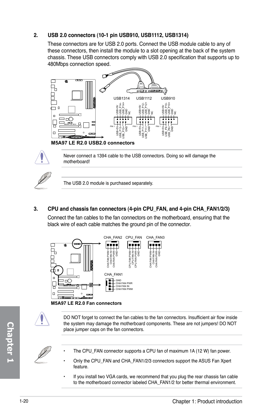 Chapter 1, Chapter 1: product introduction | Asus M5A97 LE R2.0 User Manual | Page 34 / 132