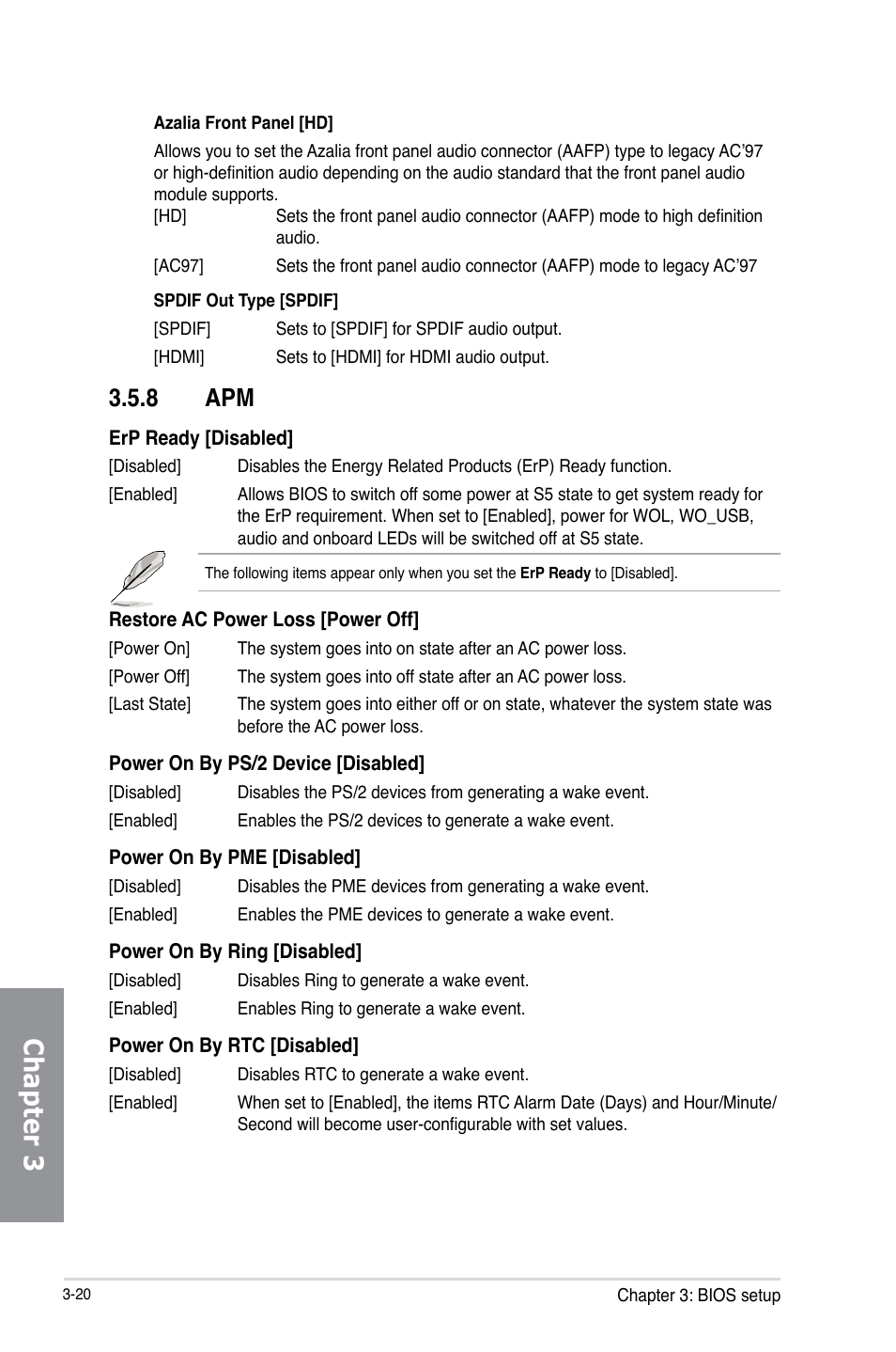 8 apm, Apm -20, Chapter 3 | Asus M5A97 LE R2.0 User Manual | Page 74 / 132