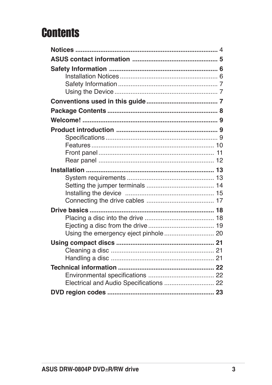 Asus DRW-0804P User Manual | Page 3 / 46