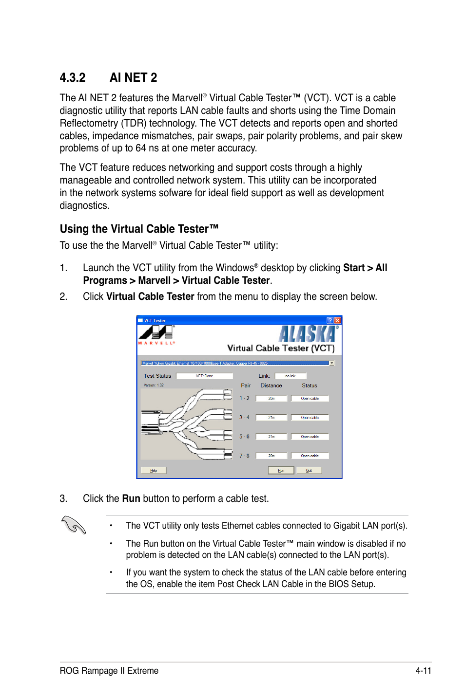 2 ai net 2, Ai net 2 -11, Using the virtual cable tester | Asus Rampage II Extreme User Manual | Page 143 / 196