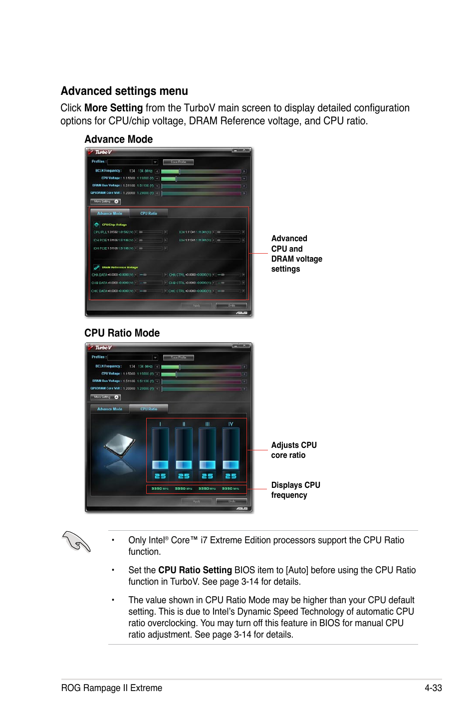 Advanced settings menu | Asus Rampage II Extreme User Manual | Page 165 / 196