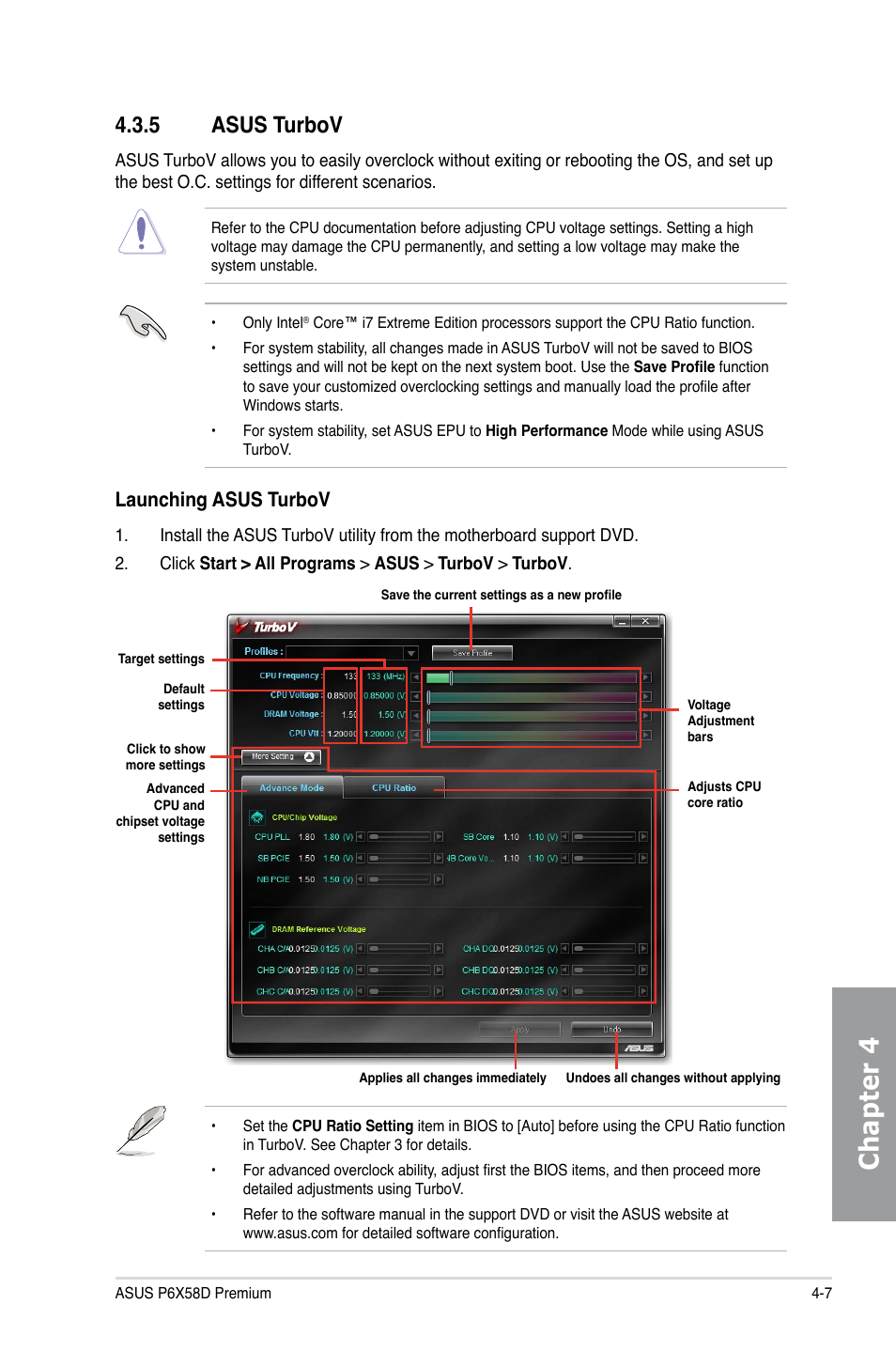 5 asus turbov, Asus turbov -7, Chapter 4 | Launching asus turbov | Asus P6X58D Premium User Manual | Page 103 / 126