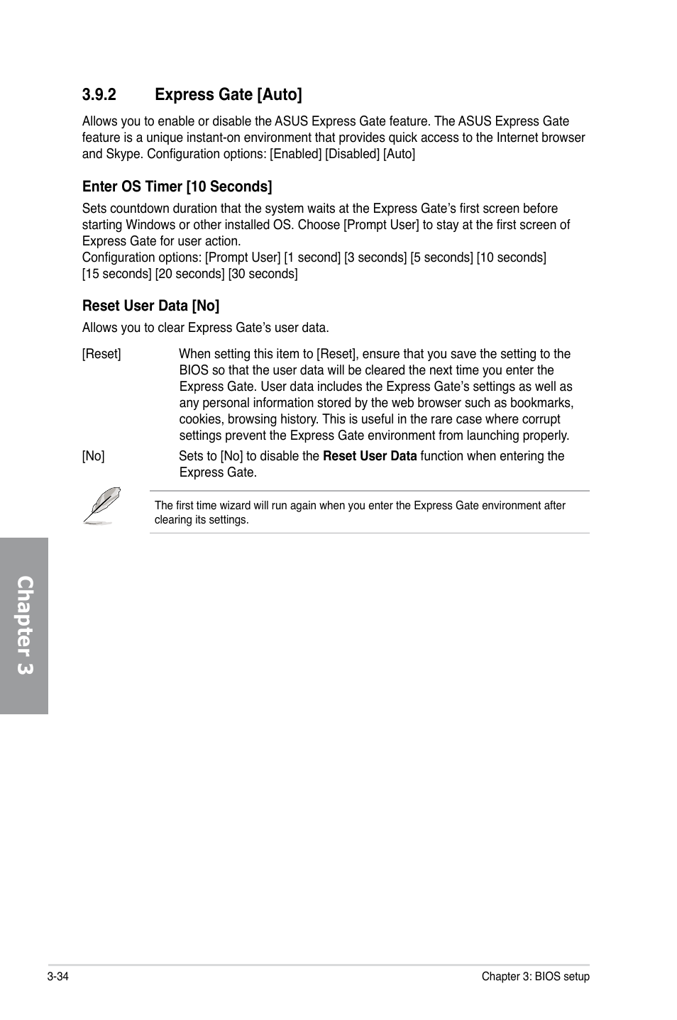 2 express gate [auto, Express gate -34, Chapter 3 | Asus P6X58D Premium User Manual | Page 92 / 126