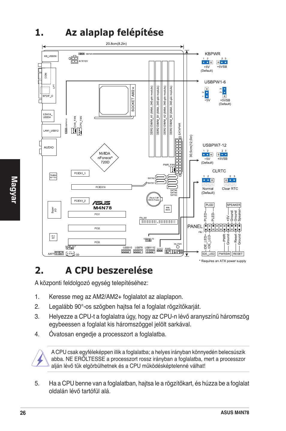 Az alaplap felépítése 2. a cpu beszerelése | Asus M4N78 User Manual | Page 26 / 38
