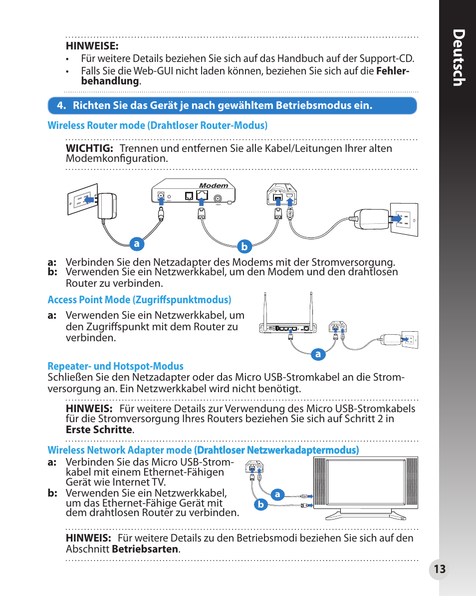 Deutsch | Asus WL-330N User Manual | Page 13 / 91