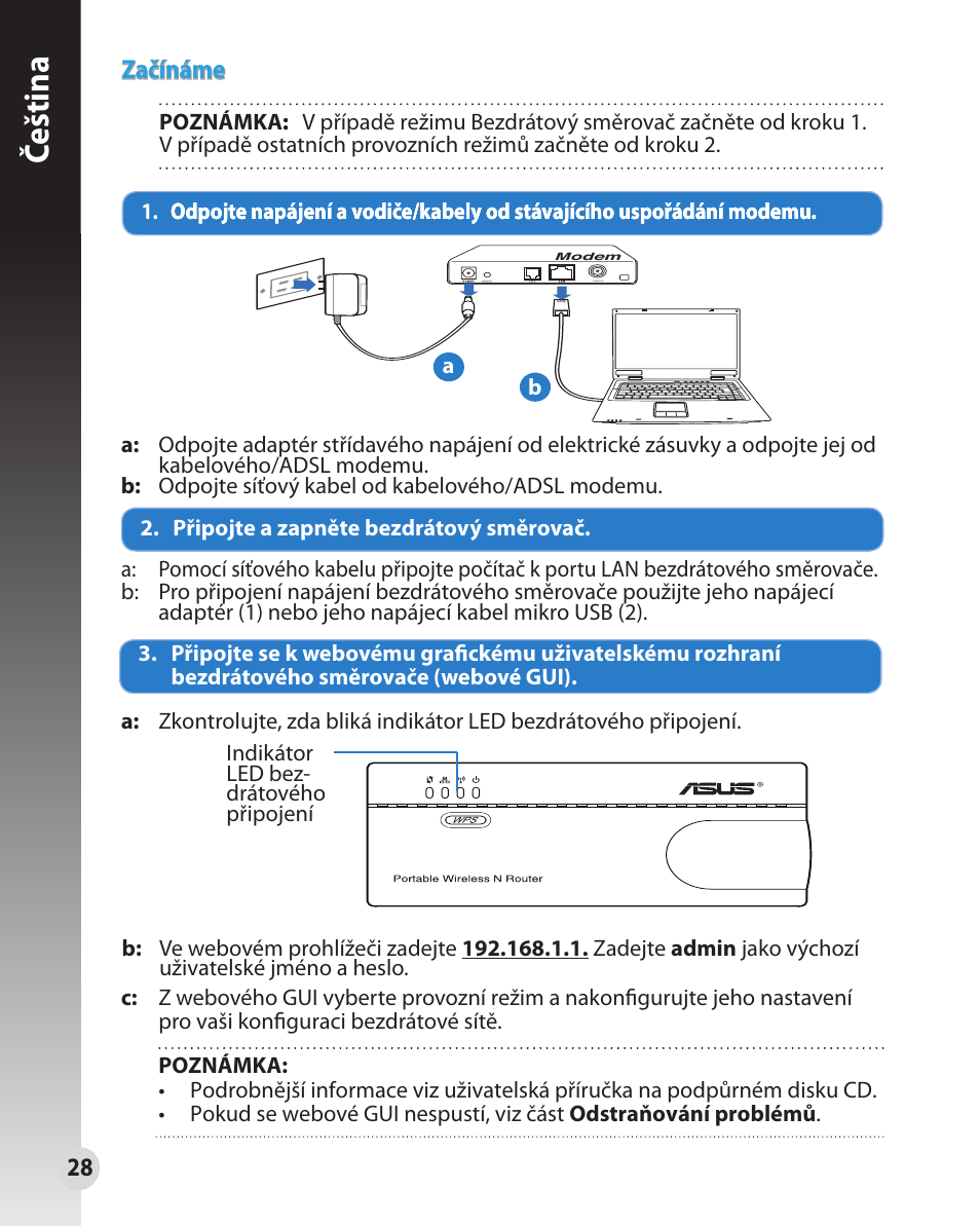 Čeština | Asus WL-330N User Manual | Page 28 / 91