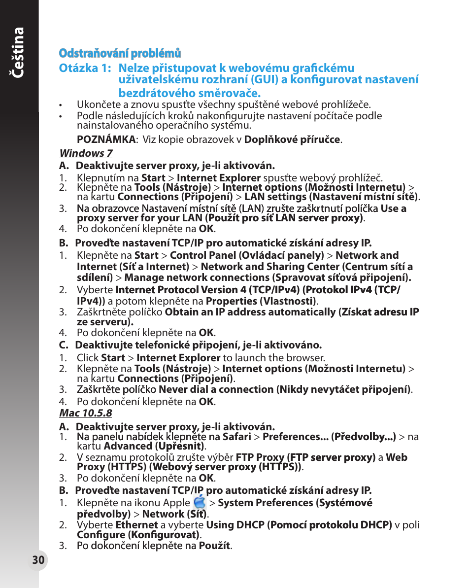 Čeština | Asus WL-330N User Manual | Page 30 / 91