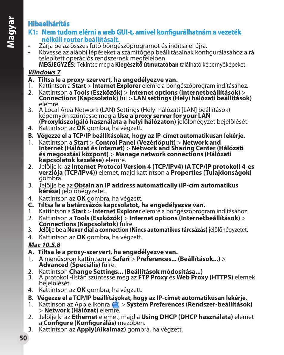 Magy ar | Asus WL-330N User Manual | Page 50 / 91