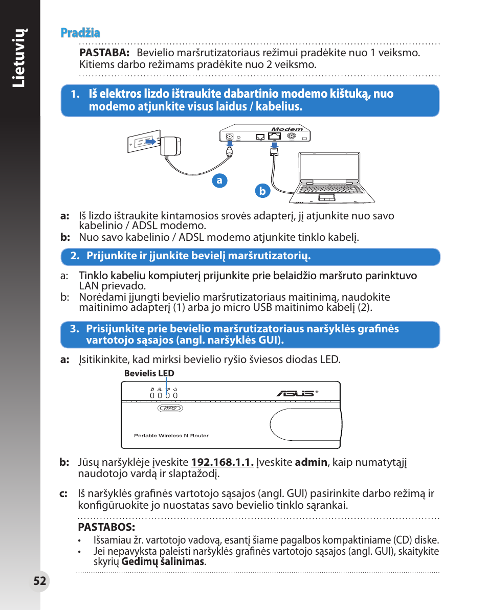 Lietuvių | Asus WL-330N User Manual | Page 52 / 91