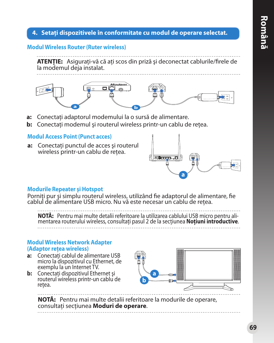 Română | Asus WL-330N User Manual | Page 69 / 91