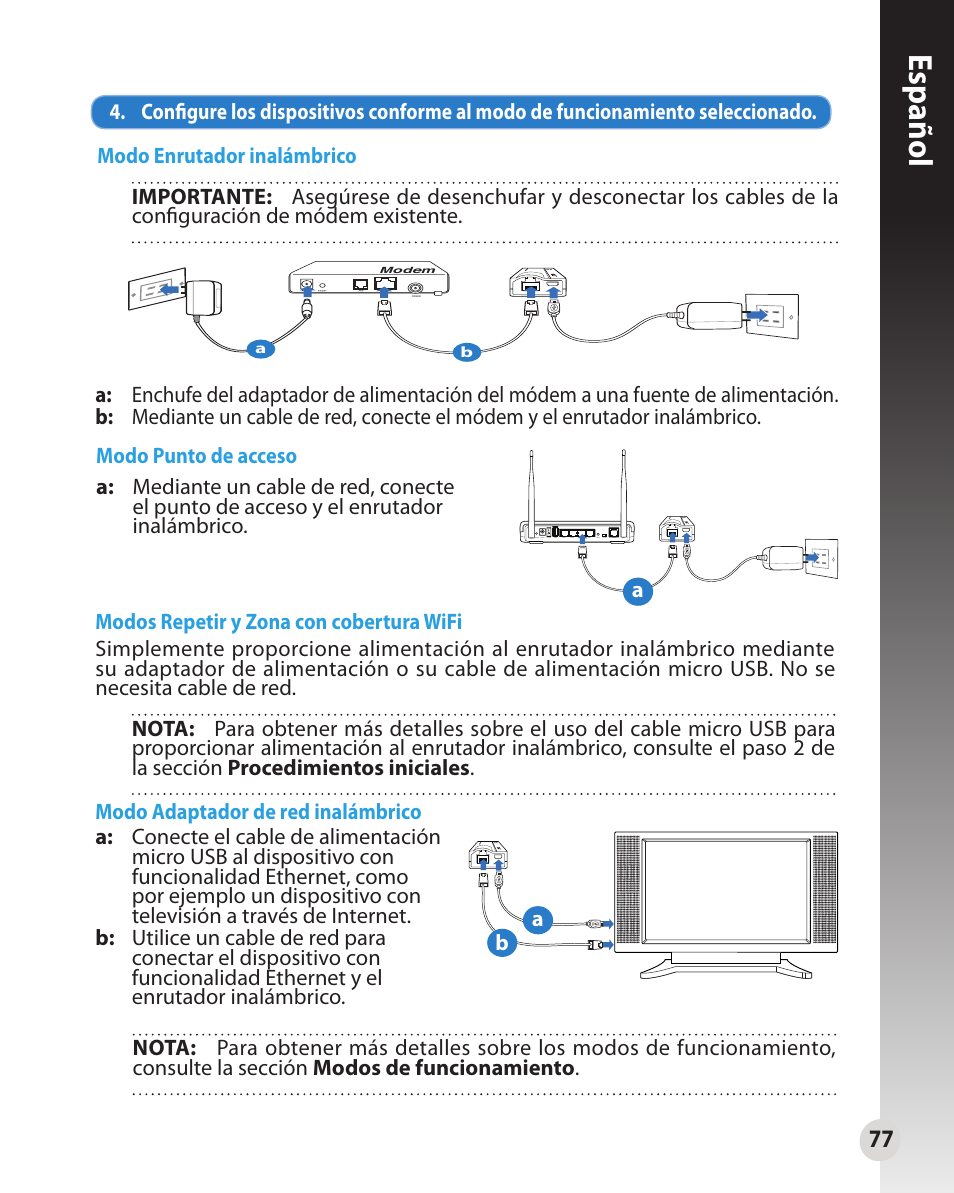 Español | Asus WL-330N User Manual | Page 77 / 91