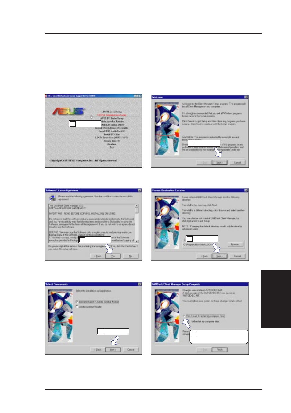 V. software setup, Ldcm administrator setup, With onboard hardware monitor) | Asus MEL User Manual | Page 71 / 96