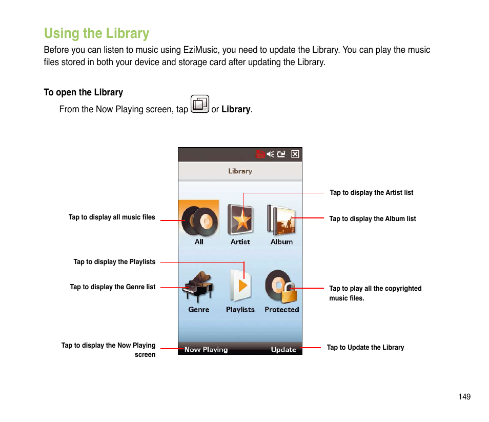 Using the library | Asus P835 User Manual | Page 149 / 201