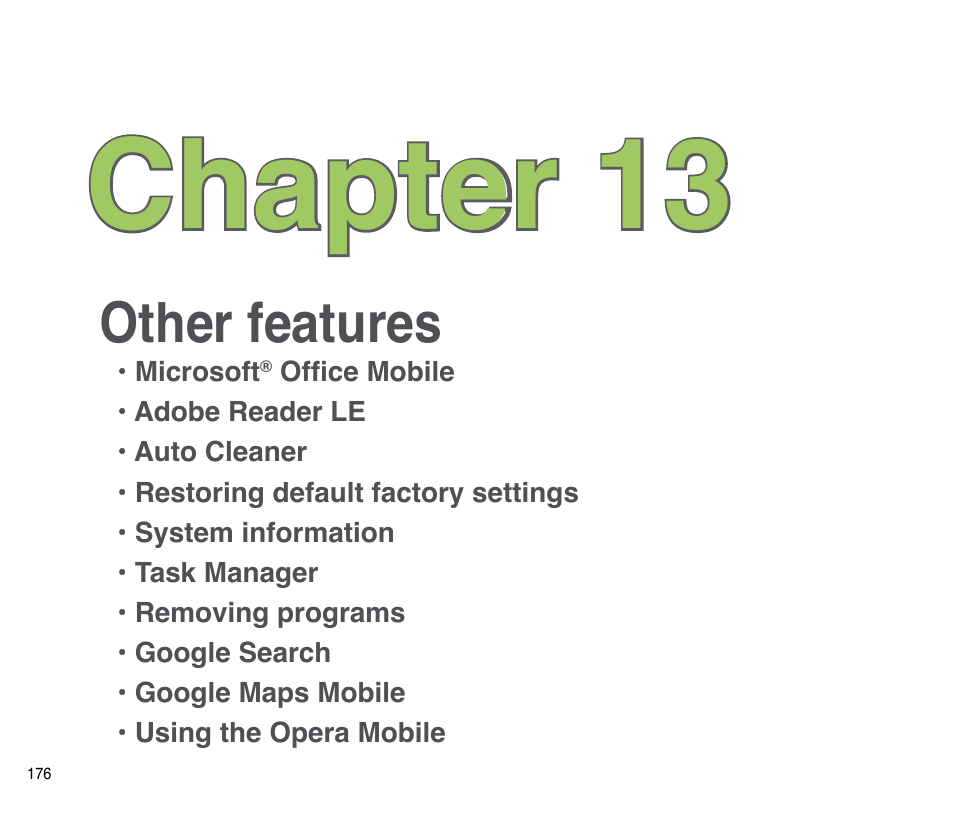 Chapter 13: other features, Chapter 13 | Asus P835 User Manual | Page 176 / 201