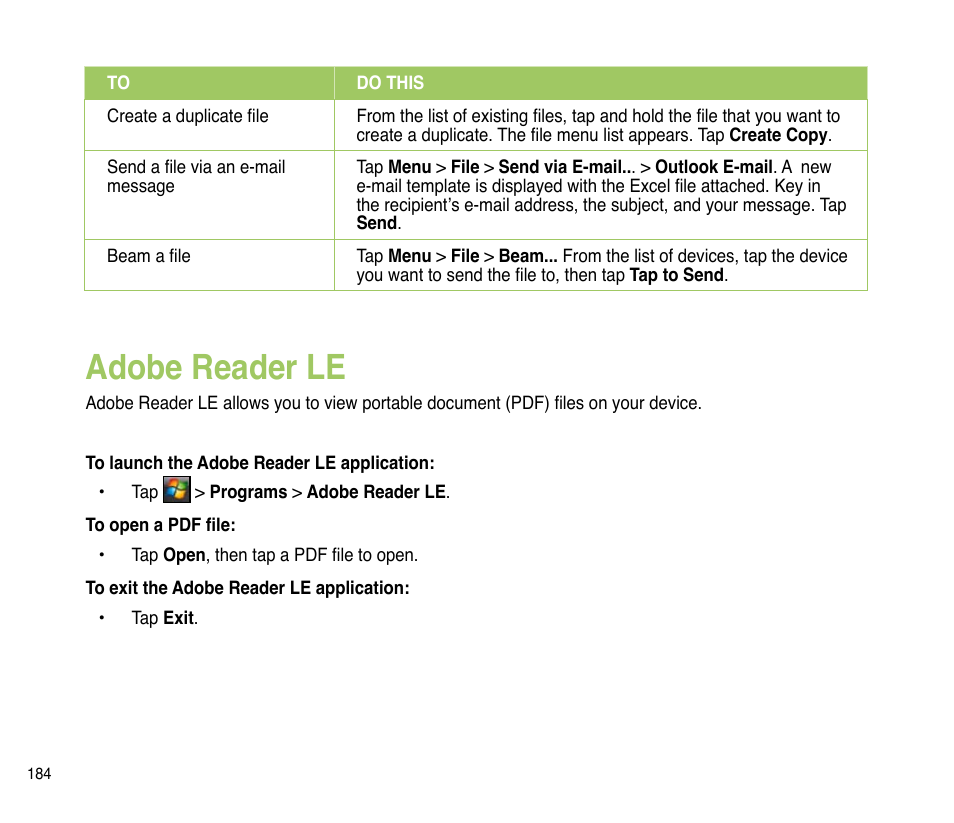 Adobe reader le | Asus P835 User Manual | Page 184 / 201