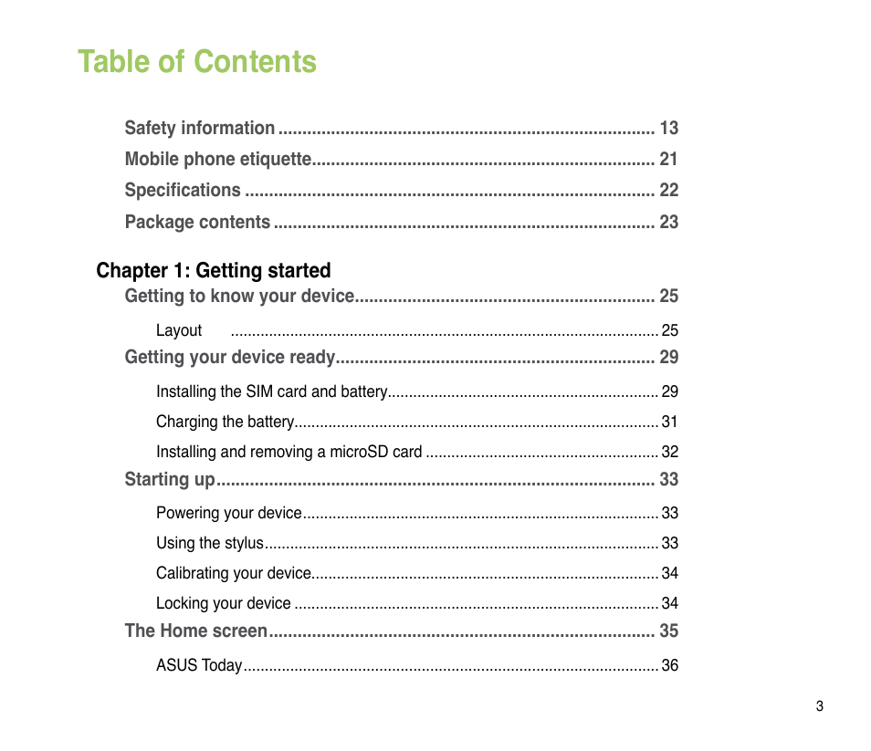 Asus P835 User Manual | Page 3 / 201